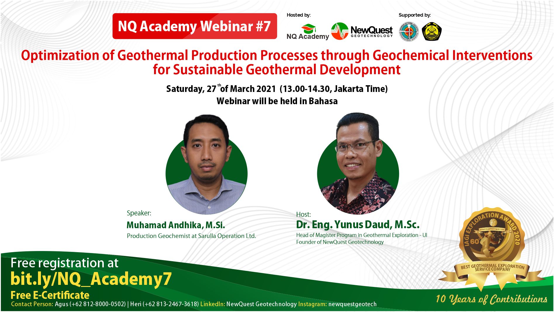 NQ Academy Webinar #7: Optimization of Geothermal Production Processes through Geochemical Interventions for Sustainable Geothermal Development